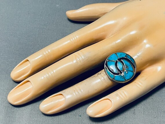 Twirls Of Love Vintage Native American Navajo Turquoise Sterling Silver Ring Old Twirls Of Love Vintage Native American Navajo Turquoise Sterling Silver Ring Old
