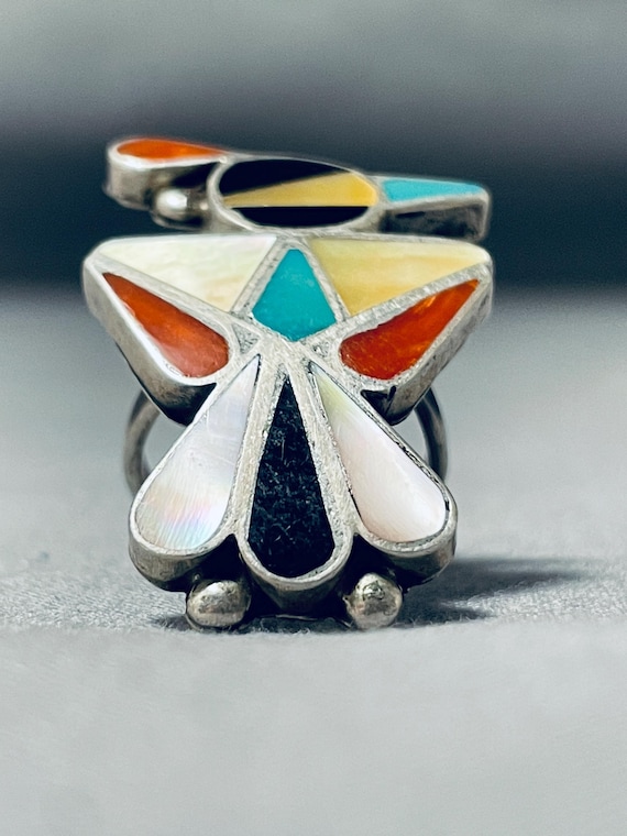 Tremendous Vintage Native American Zuni Mother Of Pearl Sterling Silver Ring Tremendous Vintage Native American Zuni Mother Of Pearl Sterling Silver Ring