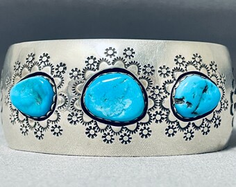Opulent Vintage Native American Navajo Turquoise Sterling Silver Tubule Necklace Opulent Vintage Native American Navajo Turquoise Sterling Silver Tubule Necklace