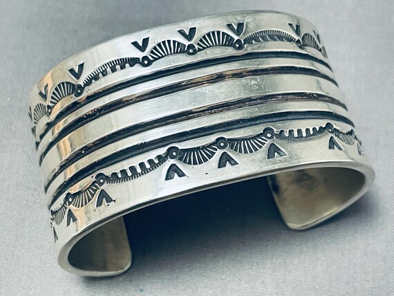 Tremendous Native American Navajo Damale Turquoise Sterling Silver Bracelet Signed Tremendous Native American Navajo Damale Turquoise Sterling Silver Bracelet Signed