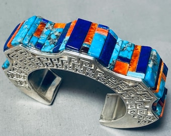 Important Vintage Native American Navajo Hank Whitethorne Turquoise Sterling Silver Bracelet Important Vintage Native American Navajo Hank Whitethorne Turquoise Sterling Silver Bracelet