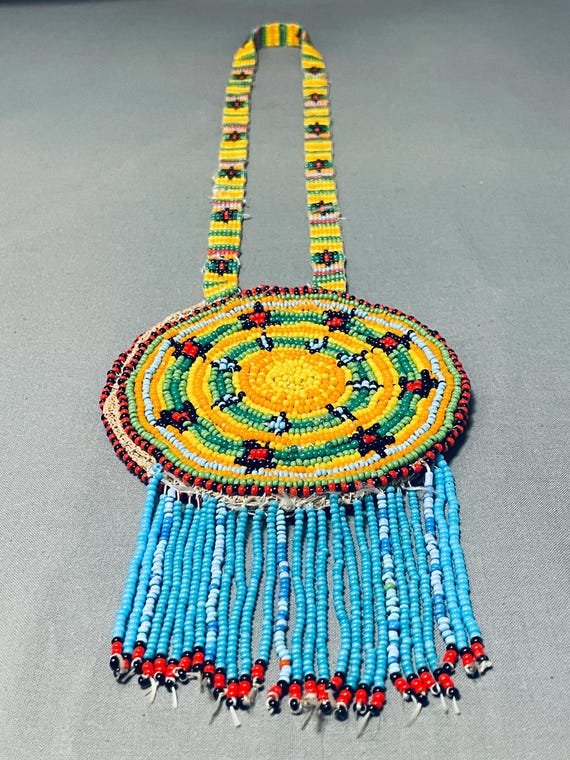 Early 1900's Double Sided Ceremonial Native American Beaded Necklace Early 1900's Double Sided Ceremonial Native American Beaded Necklace