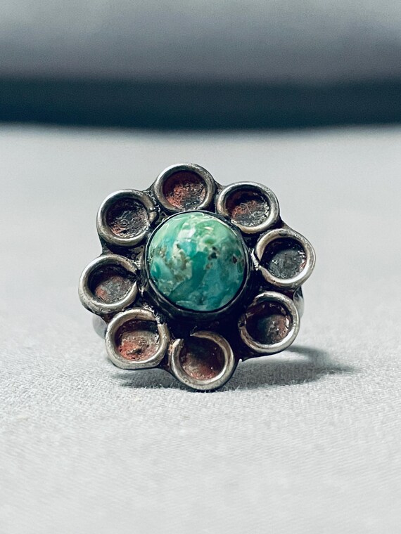 Amazing Early Vintage Native American Navajo Cerrillos Turquoise Sterling Silver Ring Amazing Early Vintage Native American Navajo Cerrillos Turquoise Sterling Silver Ring
