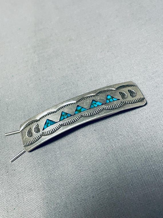 Sensational Vintage Native American Navajo Turquoise Sterling Silver Burette Sensational Vintage Native American Navajo Turquoise Sterling Silver Burette