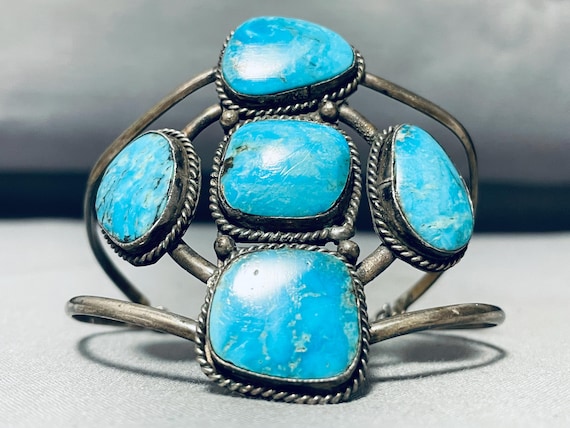 Huge Vintage Native American Navajo Turquoise Cross Sterling