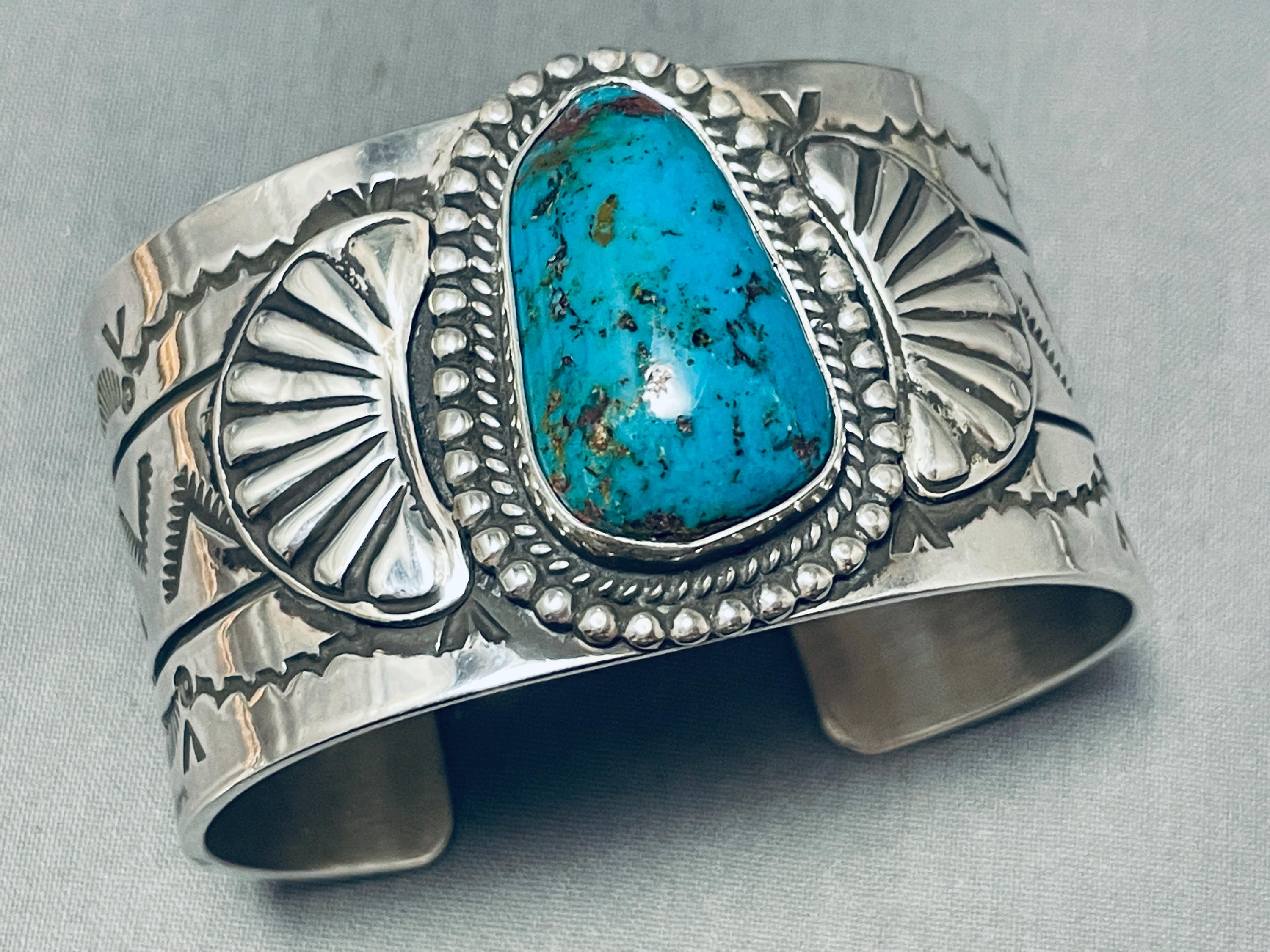 Native American Superior Bob Begay Blue Gem Royston Turquoise Sterling Silver Bracelet Old Native American Superior Bob Begay Blue Gem Royston Turquoise Sterling Silver Bracelet Old