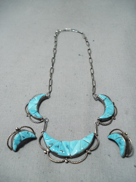 Important Mary Morgan Vintage Native American Navajo Turquoise Sterling Silver Necklace Earrings Important Mary Morgan Vintage Native American Navajo Turquoise Sterling Silver Necklace Earrings