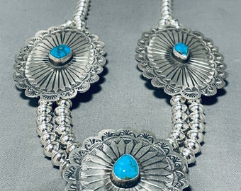 Degna di nota la collana firmata in argento sterling con gemma blu Navajo dei nativi americani - Fai un'offerta!