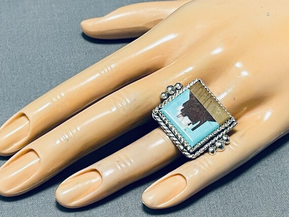 Top Five Inlayers Native American Navajo Turquoise Sterling Silver Monument Valley Ring Top Five Inlayers Native American Navajo Turquoise Sterling Silver Monument Valley Ring