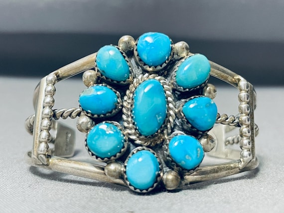 Superior Native American Navajo Green Turquoise Sterling Silver Bracelet Superior Native American Navajo Green Turquoise Sterling Silver Bracelet