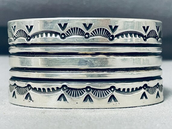 Enormous Heavy 128 Grams Vintage Native American Navajo Sterling Silver Bracelet Enormous Heavy 128 Grams Vintage Native American Navajo Sterling Silver Bracelet