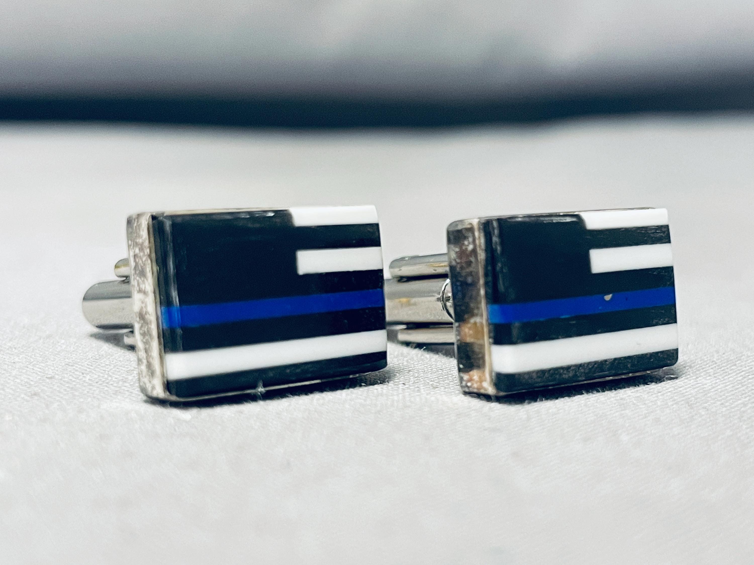 American Flag Rare Cal Desson Vintage Native American Navajo Sterling Silver Cufflinks American Flag Rare Cal Desson Vintage Native American Navajo Sterling Silver Cufflinks