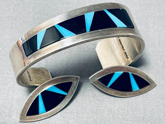 Important Tonya Rafael Vintage Native American Navajo #8 Turquoise Sterling Silver Bracelet Important Tonya Rafael Vintage Native American Navajo #8 Turquoise Sterling Silver Bracelet