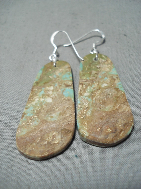 Native American Superb Santo Domingo Royston Turquoise Large Slab Earrings Native American Superb Santo Domingo Royston Turquoise Large Slab Earrings