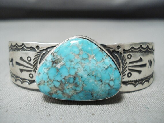 Native American Important Female Artist Jean Dale Turquoise Sterling Silver Bracelet Native American Important Female Artist Jean Dale Turquoise Sterling Silver Bracelet