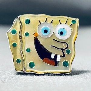 Remarkable Native American Zuni Mother Of Pearl Sterling Silver Ring Signed Spongebob Remarkable Native American Zuni Mother Of Pearl Sterling Silver Ring Signed Spongebob