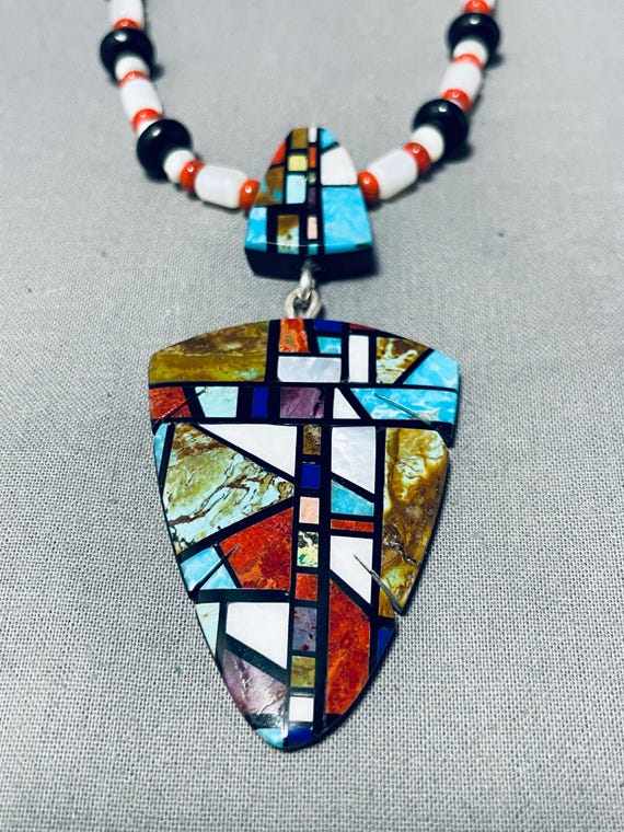 Native American Incredible Vintage Navajo Domingo Royston Turquoise Jet Shell Necklace Native American Incredible Vintage Navajo Domingo Royston Turquoise Jet Shell Necklace