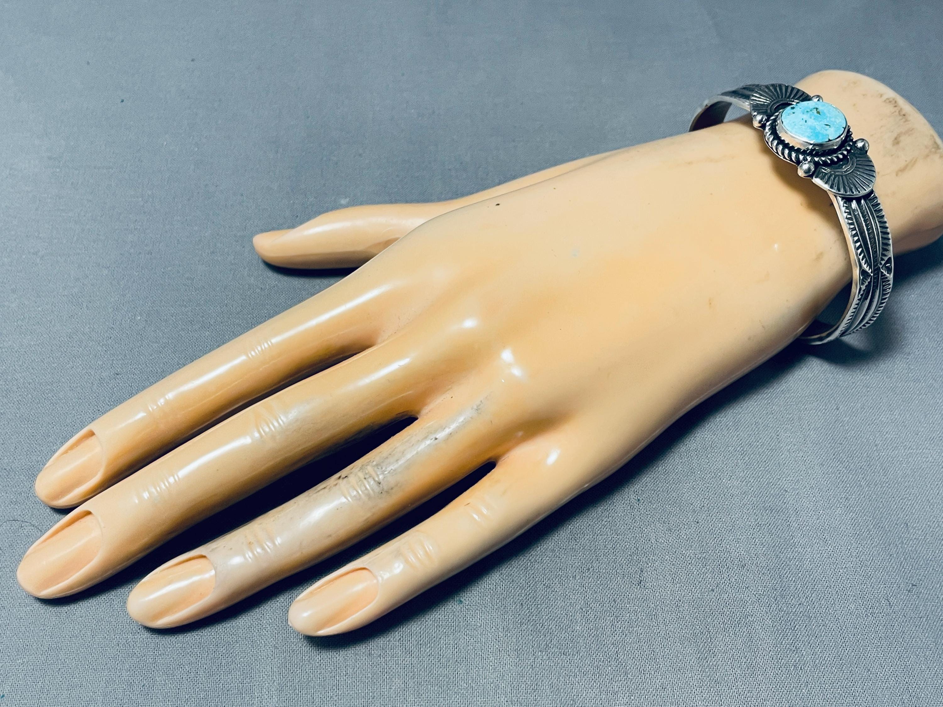 Exceptional Native American Navajo Kingman Turquoise Sterling Silver ...