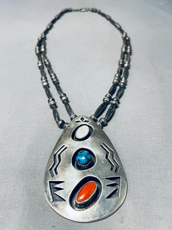 Incredible Hvy Vintage Navajo Geometric Shell Native American Jewelry Silver Bracelet Incredible Hvy Vintage Navajo Geometric Shell Native American Jewelry Silver Bracelet