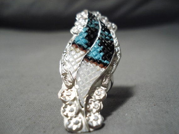 Intricate! Vintage Zuni Turquoise Sterling Silver… - image 2
