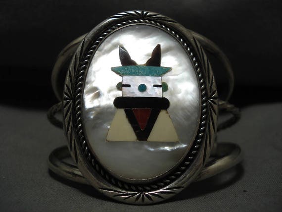 Huge Museum Vintage Native American Navajo Turquoise Sterling Silver Geometric Bracelet Old Huge Museum Vintage Native American Navajo Turquoise Sterling Silver Geometric Bracelet Old