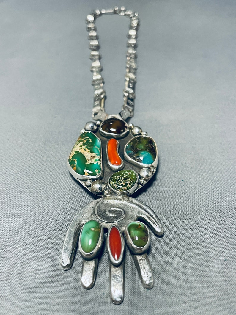 Native American Eine Der Besten Santo Domingo Damale Türkis Sterling Silber Halskette Machen Sie ein Angebot Bild 1