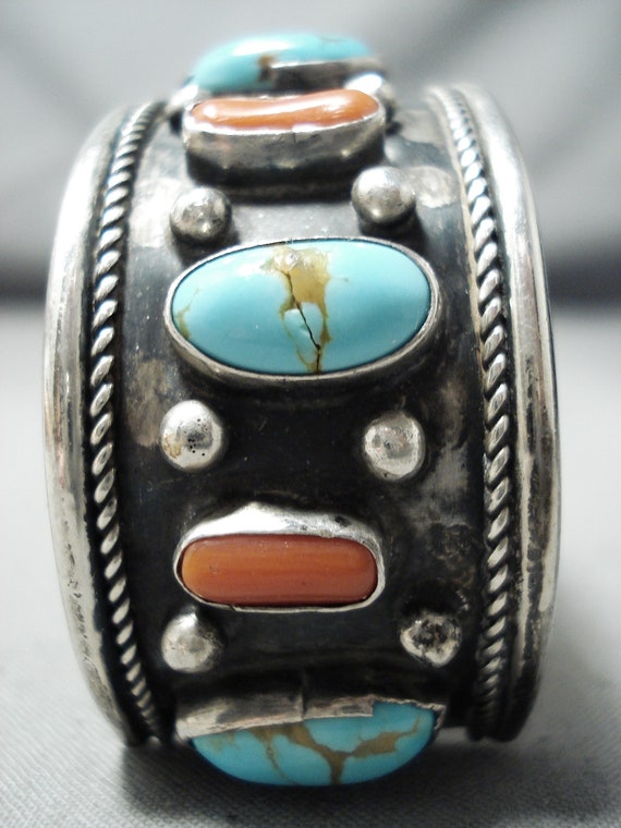 Rare Old Deposit Royston Turquoise Vintage Native American Navajo Sterling Silver Bracelet Old Rare Old Deposit Royston Turquoise Vintage Native American Navajo Sterling Silver Bracelet Old