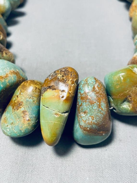 364 Gram Mind Boggling Native American Navajo Green Turquoise Sterling Silver Necklace 364 Gram Mind Boggling Native American Navajo Green Turquoise Sterling Silver Necklace