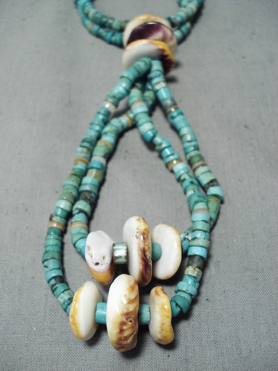 Impressive Vintage Santo Domingo Royston Turquoise Necklace Native American Impressive Vintage Santo Domingo Royston Turquoise Necklace Native American