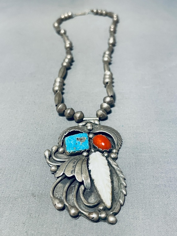 Native American Huge!!!! Very Rare Vintage Santo Domingo Colossal Coral Brass Sterling Necklace Native American Huge!!!! Very Rare Vintage Santo Domingo Colossal Coral Brass Sterling Necklace