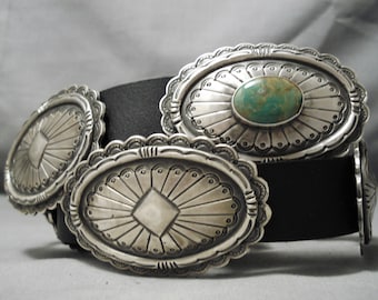 Amazing Modern Native American Navajo Royston Turquoise Sterling Silver Concho Belt - Make An Offer!