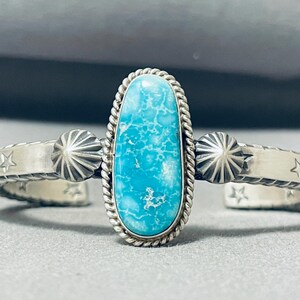 Derrick Cadman Native American Navajo Old Kingman Turquoise Sterling Silver Bracelet Derrick Cadman Native American Navajo Old Kingman Turquoise Sterling Silver Bracelet