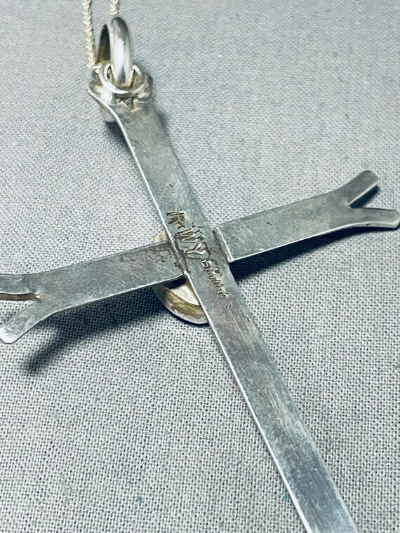 Graceful Vintage Native American Navajo Royston Turquoise Sterling Silver Cross Necklace Old Graceful Vintage Native American Navajo Royston Turquoise Sterling Silver Cross Necklace Old