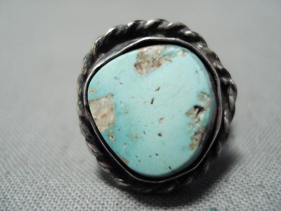 Rare Gilber Turquoise Vintage Navajo Sterling Silver Native American Ring Rare Gilber Turquoise Vintage Navajo Sterling Silver Native American Ring
