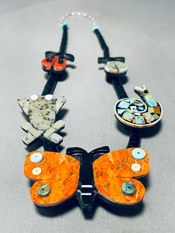 Native American Fab Important Santo Domingo Bug Inlay Sterling Silver Necklace Native American Fab Important Santo Domingo Bug Inlay Sterling Silver Necklace