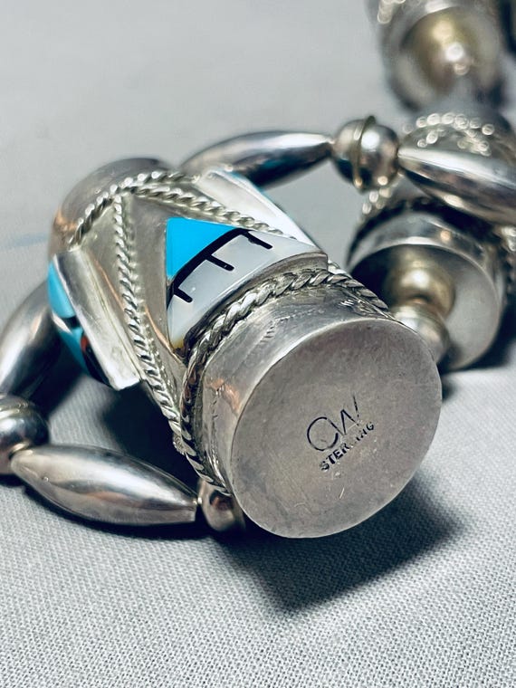 Most Incredible Handmade Drum Vintage Native American Navajo Turquoise Sterling Silver Necklace Most Incredible Handmade Drum Vintage Native American Navajo Turquoise Sterling Silver Necklace