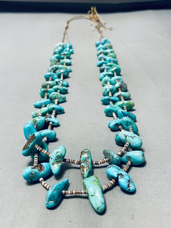 Impressive Vintage Navajo Turquoise Heishi Native American Necklace Old Impressive Vintage Navajo Turquoise Heishi Native American Necklace Old