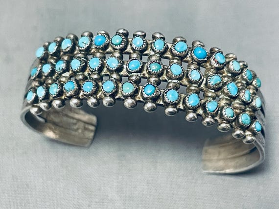 Incredibly Intricate Vintage Native American Zuni Turquoise Sterling Silver Earrings Old Incredibly Intricate Vintage Native American Zuni Turquoise Sterling Silver Earrings Old
