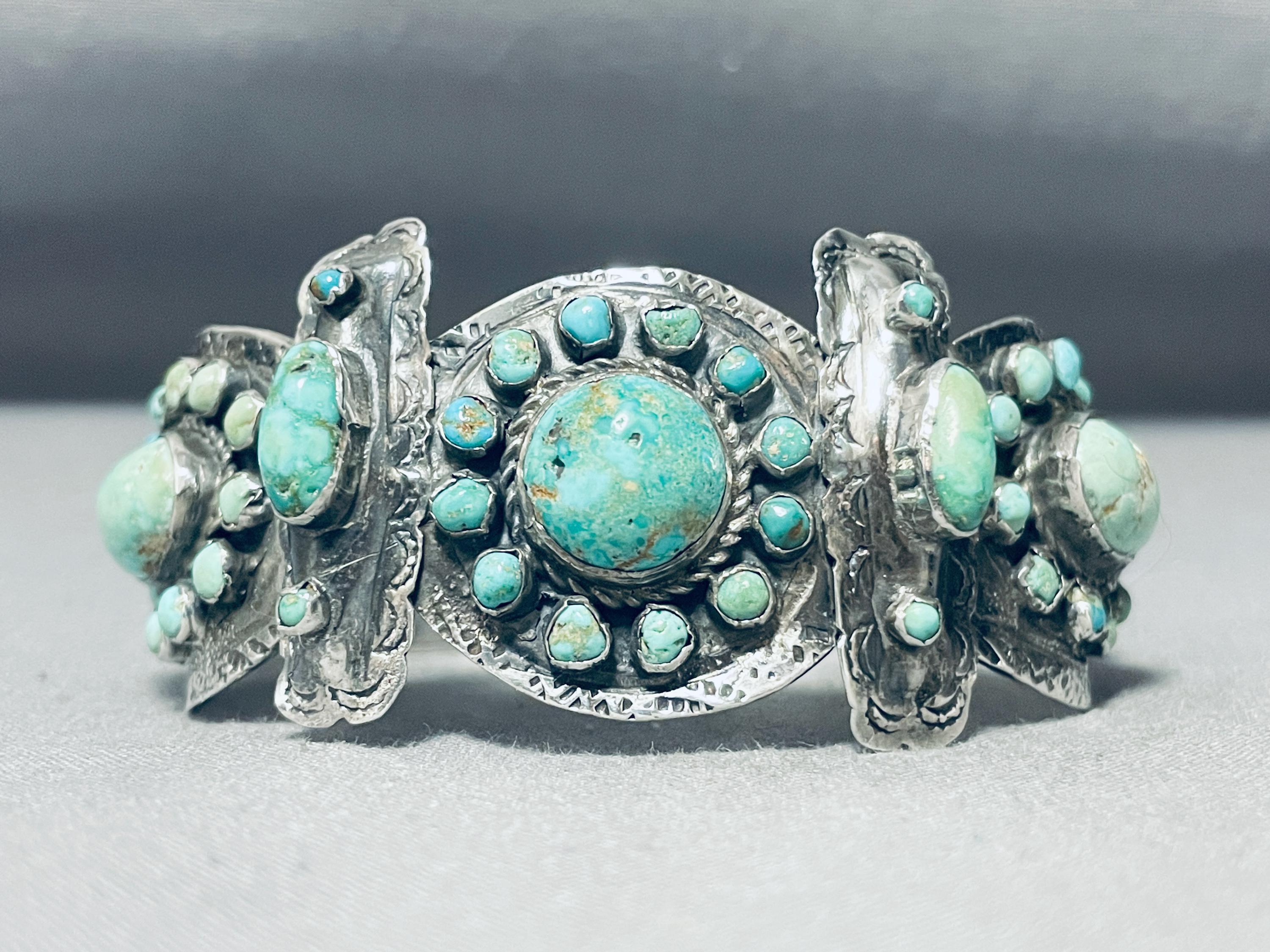 Early 1900's Vintage Native American Zuni Dishta Cerrillos Turquoise Sterling Silver Ring Old Early 1900's Vintage Native American Zuni Dishta Cerrillos Turquoise Sterling Silver Ring Old