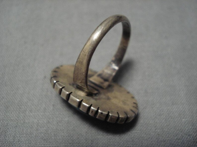 Marvelous Vintage Native American Navajo Persin Turquoise Sterling Silver Ring Old
