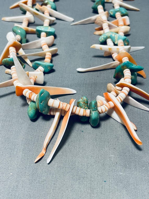 Native American Very Unique Vintage Santo Domingo Turquoise Shell Heishi Necklace Old Native American Very Unique Vintage Santo Domingo Turquoise Shell Heishi Necklace Old
