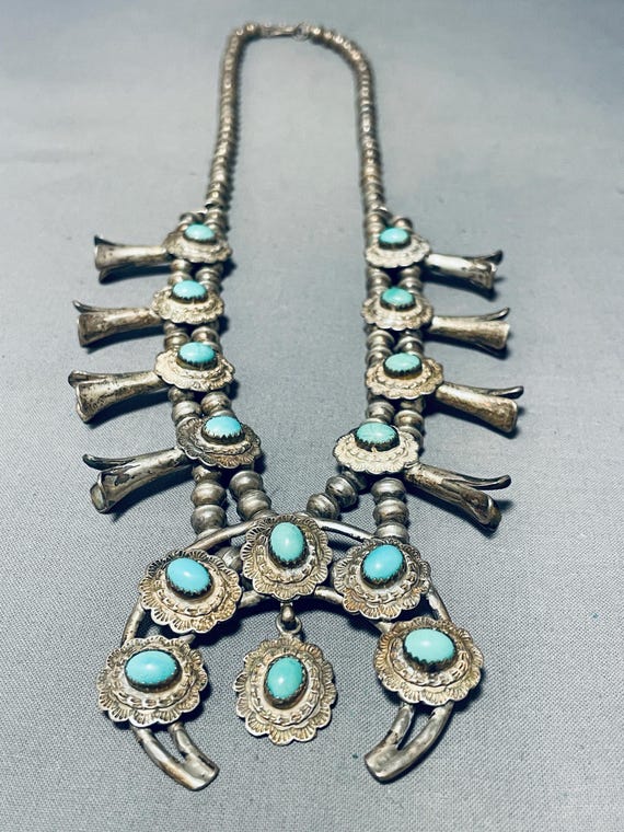 Dropdead Fab Vintage Native American Navajo Blue Turquoise Sterling Silver Necklace Dropdead Fab Vintage Native American Navajo Blue Turquoise Sterling Silver Necklace