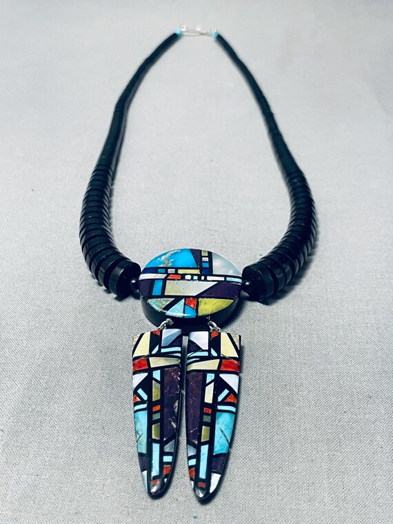 Native American Opulent Vintage Santo Domingo #8 Turquoise Disc Sterling Silver Necklace Old Native American Opulent Vintage Santo Domingo #8 Turquoise Disc Sterling Silver Necklace Old
