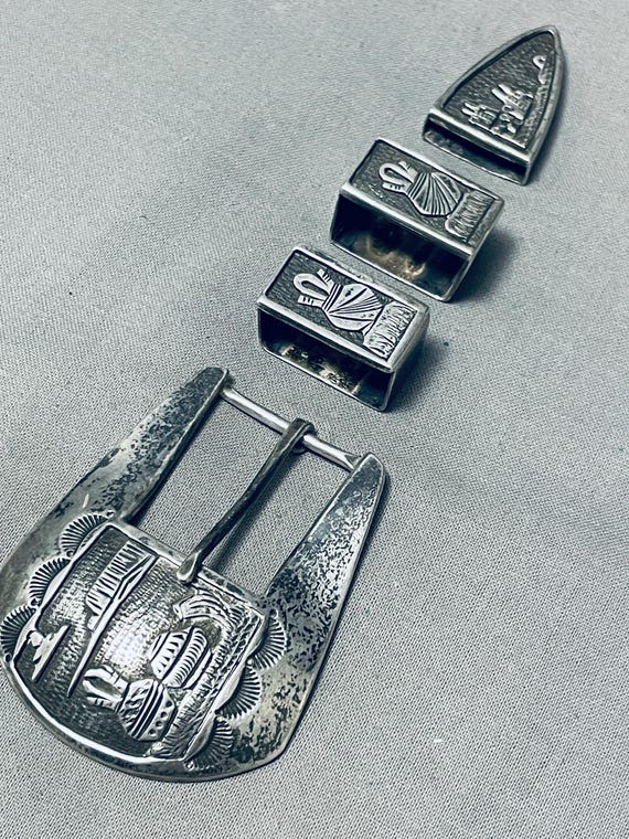 The Best Vintage Native American Navajo #8 Turquoise Inlay Sterling Silver Buckle The Best Vintage Native American Navajo #8 Turquoise Inlay Sterling Silver Buckle