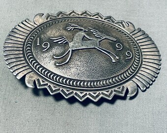 Museum Worthy Vintage Signed Native American Navajo Sterling Silver Buckle - Make An Offer!