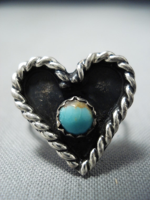 Exquisite Vintage Navajo Turquoise Sterling Silver Native American Ring Old Exquisite Vintage Navajo Turquoise Sterling Silver Native American Ring Old