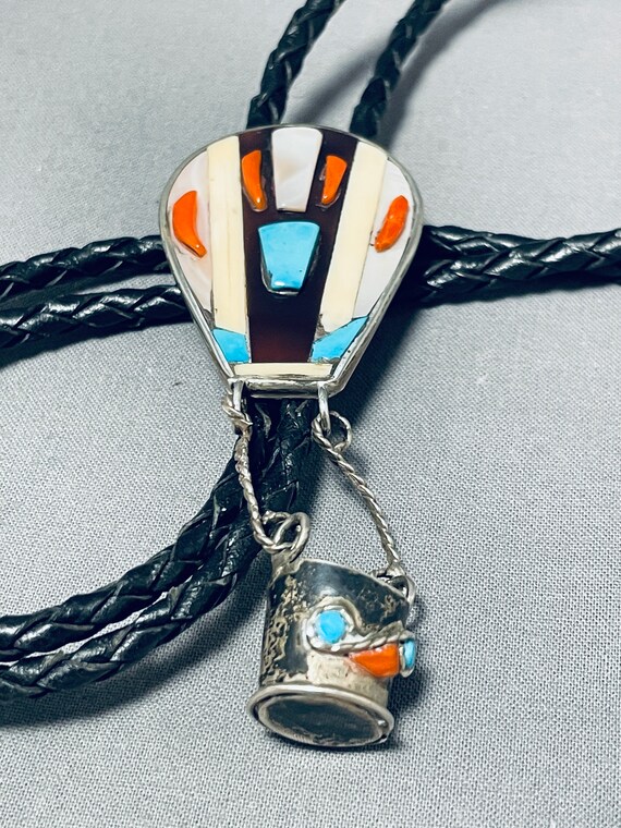 Remarkable Vintage Navajo/ Washoe Turquoise Sterling Silver Bolo Hot Air Balloon Remarkable Vintage Navajo/ Washoe Turquoise Sterling Silver Bolo Hot Air Balloon