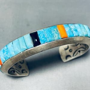 Important Vintage Native American Navajo Glen Adakai Turquoise Sterling Silver Bracelet Important Vintage Native American Navajo Glen Adakai Turquoise Sterling Silver Bracelet