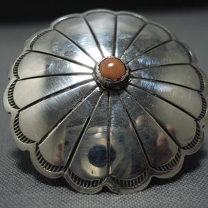 Stunning Vintage Native American Jewelry Navajo Coral Kee Joe Benally Sterling Silver Ring Old Stunning Vintage Native American Jewelry Navajo Coral Kee Joe Benally Sterling Silver Ring Old