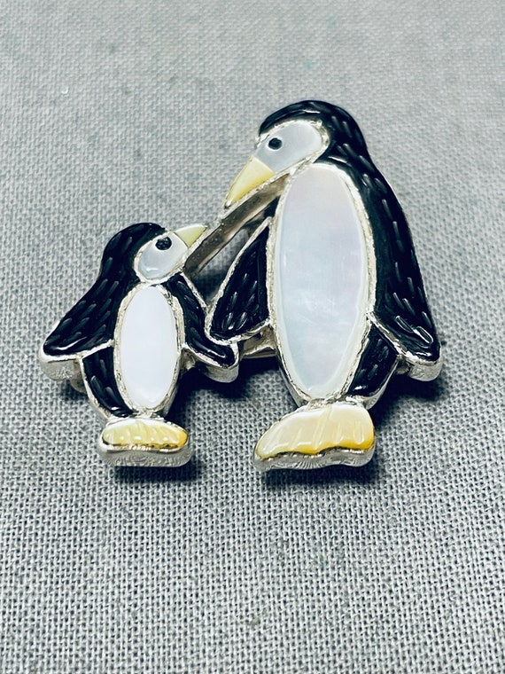 Gasp! So Cute! Vintage Native American Zuni Penguins Sterling Silver Inlay Pin Gasp! So Cute! Vintage Native American Zuni Penguins Sterling Silver Inlay Pin
